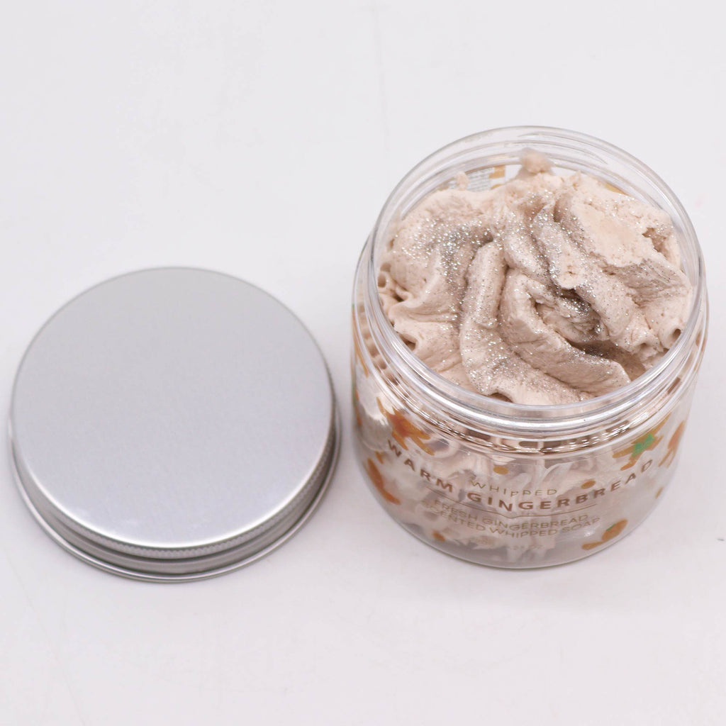 Warm Gingerbread Whipped Soap lid off