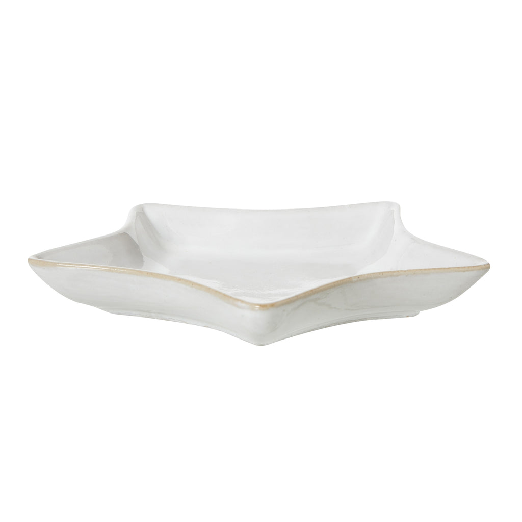 Medium White Ceramic Star Dish Side view