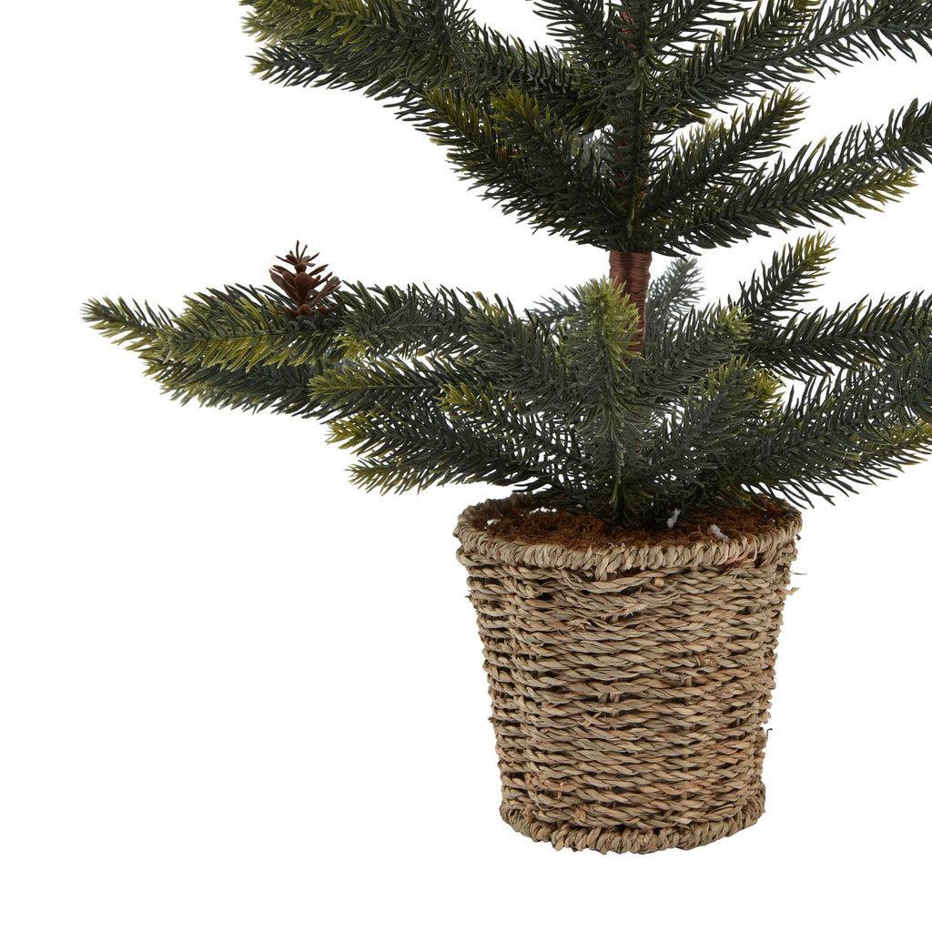 Medium Faux Spruce Tree with Wicker Basket