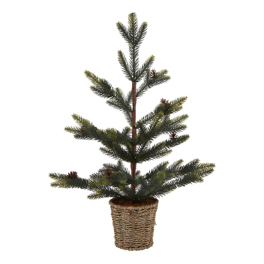Medium Faux Spruce Tree with Wicker Basket