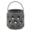 Amalfi Grey Lattice Lantern in Grey Ceramic with Metal HandleCandle HolderChic & Co Home LTD
