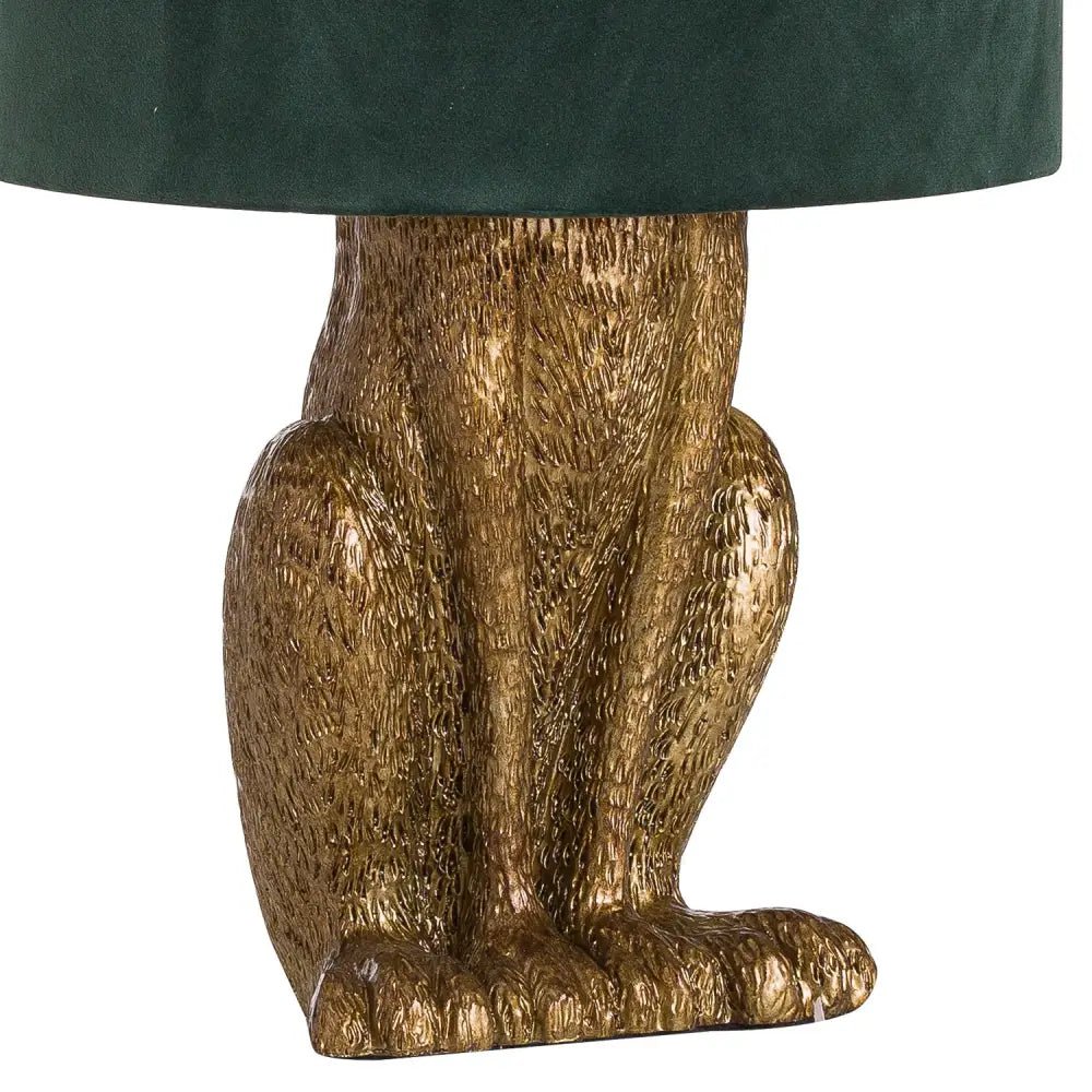 Gold Hare Table Lamp with Green Velvet ShadeTable LampsChic & Co Home LTD