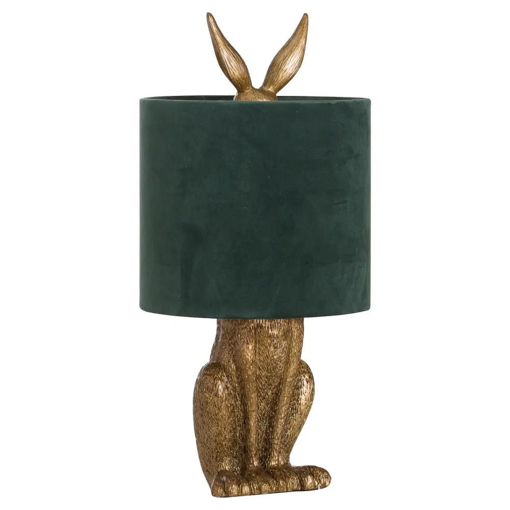 Gold Hare Table Lamp with Green Velvet ShadeTable LampsChic & Co Home LTD