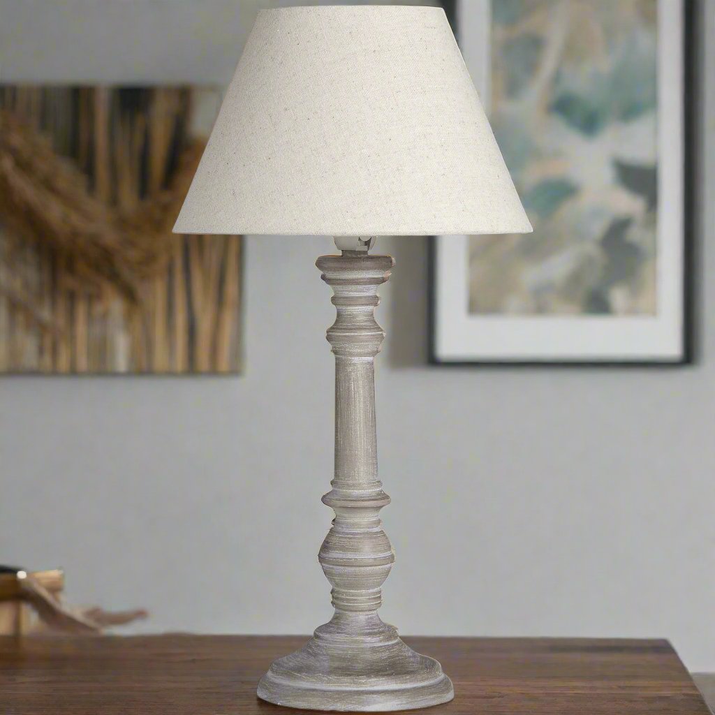 Pella Table Lamp - An elegant wood piece measuring 38cm (H) x 20cm (W), ideal for enhancing your home décor.